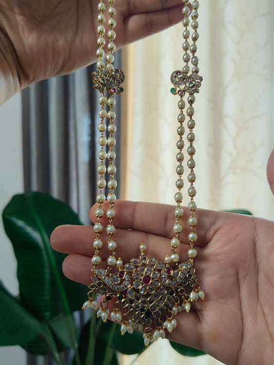 Two layer Pearl haaram with kundan pendant.                            C - 183