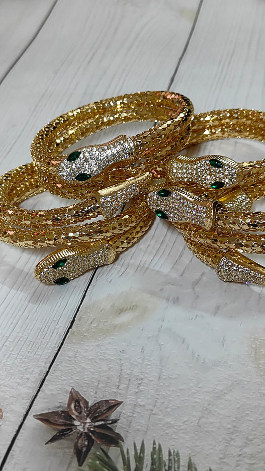 Regal Serpent – Stunning Snake Bracelet with AD Stones (Anti-Tarnish)