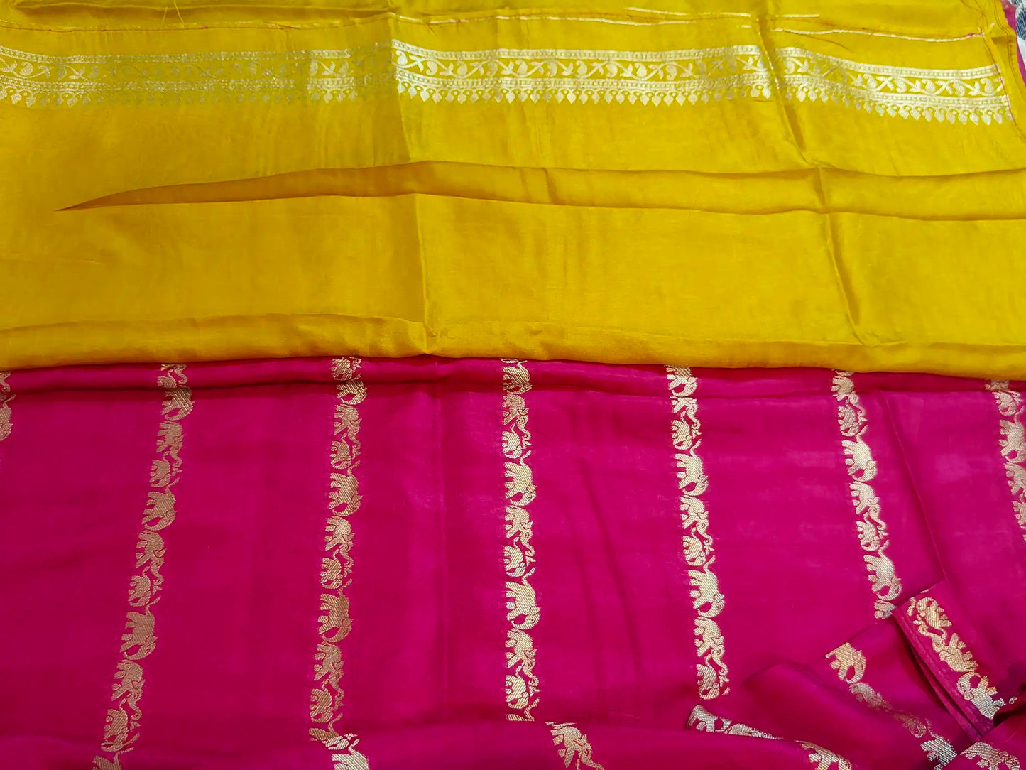 Poly Viscose Elephant design Saree. C- Sr005