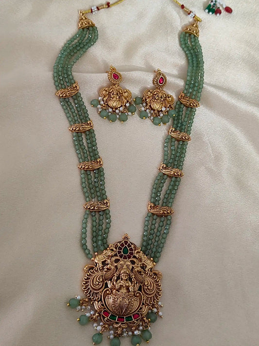 Beaded Lakshmi Temple Jewellery Set
Code - 172