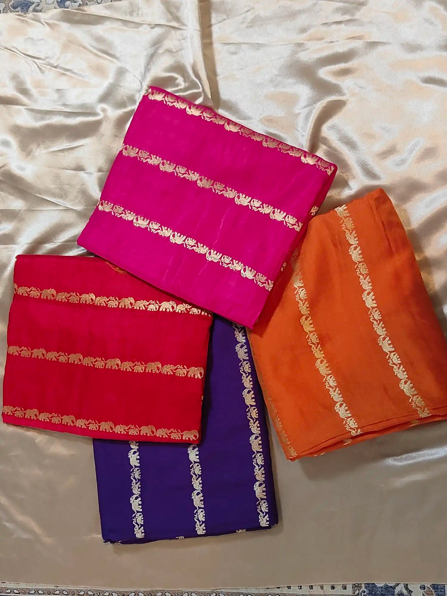 Poly Viscose Elephant design Saree. C- Sr005